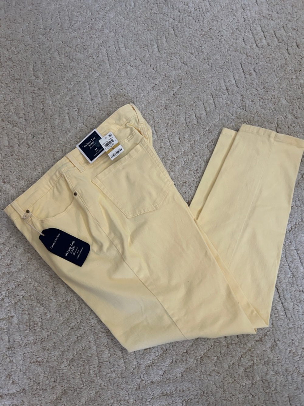 Charter Club Pale Yellow Skinny Jeans